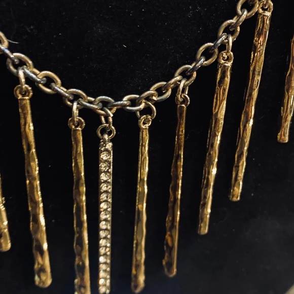 Alfani Dangling Fringe Goldtone and Cubic Zirconia Necklace - Picture 2 of 3